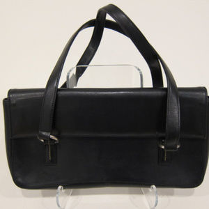 Women Handheld Shoulder BCBG Paris Black Vegan Faux Leather Bag Purse Top Handle